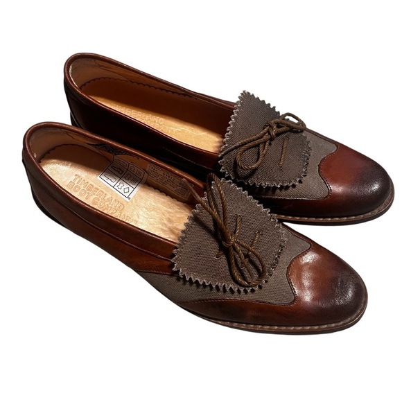 Timberland Boot Company Women’s Brown Leather And Canvas Brogues Size 7 NWOB - Picture 8 of 9